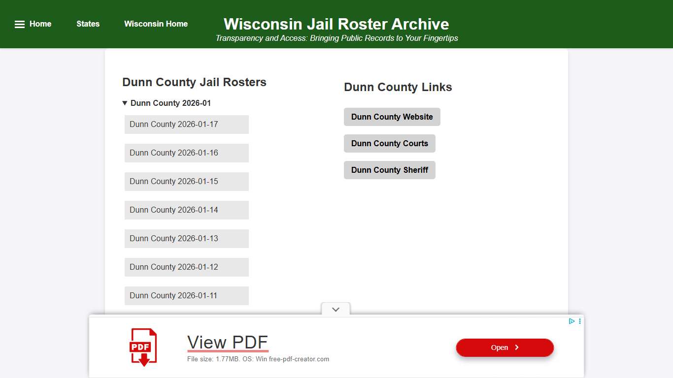 Dunn County - Wisconsin Jail Rosters